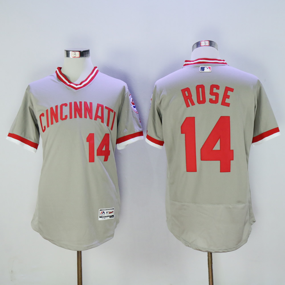 Men MLB Cincinnati Reds #14 Rose grey throwback 1976 jerseys